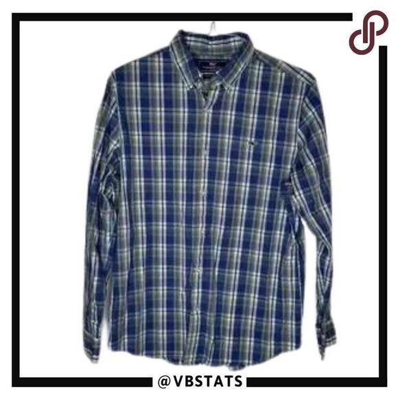 Vineyard Vines Slim Fit Whale Shirt in Royal / Olive / White Plaid Size Large - Picture 1 of 5